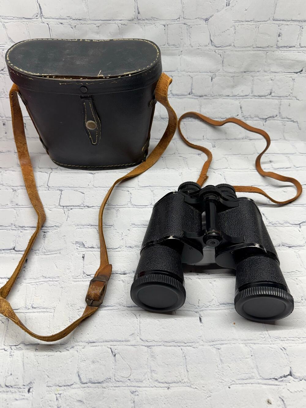 Vintage Stellar Binoculars 7x50 with Lens Caps and Leather Carry Case